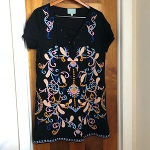 Skies are Blue crossed tassel embroidered dress